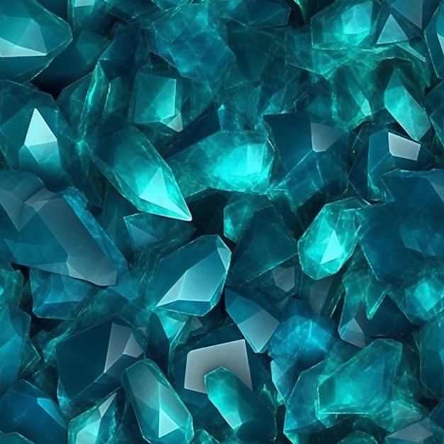 A close up of a pile of blue crystals on a table generative ai