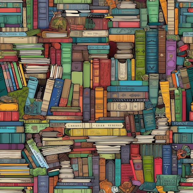 A close up of a pile of books with a clock on top generative ai