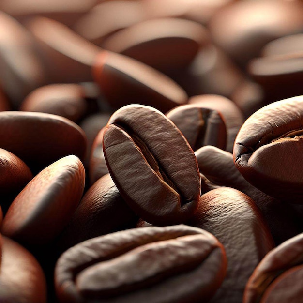 A close up of a pile of coffee beans