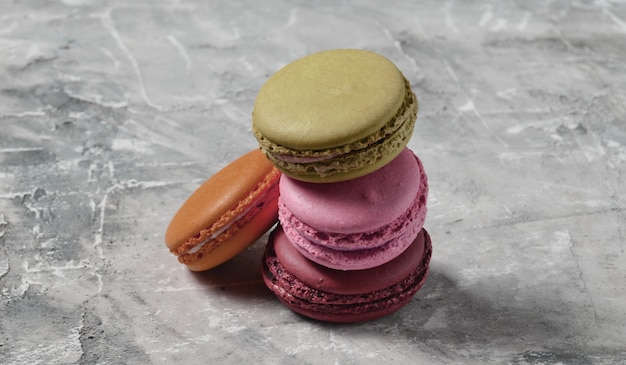 Close up on a pile of colorful macaroons