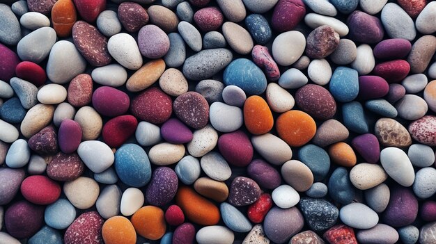 A close up of a pile of colorful rocks with a black background generative ai