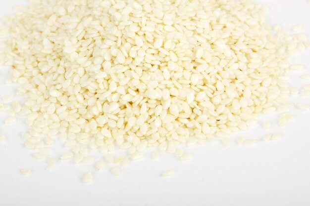 A close up on a pile of dried Sesame Seed isolated