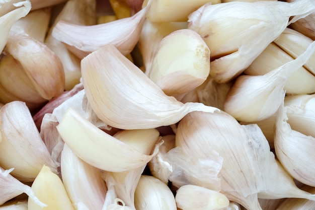 Close up on pile of garlic clove