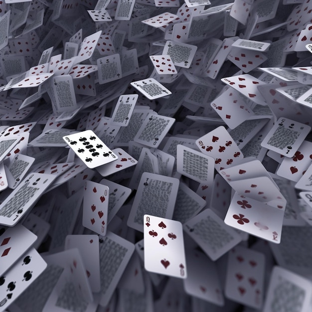 a close up of a pile of playing cards with a lot of them generative ai