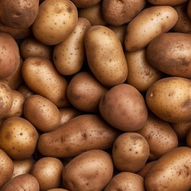 A close up of a pile of potatoes with brown spots generative ai