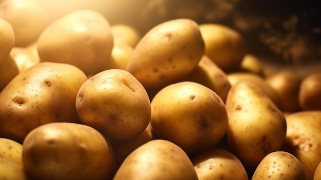 A close up of a pile of potatoes