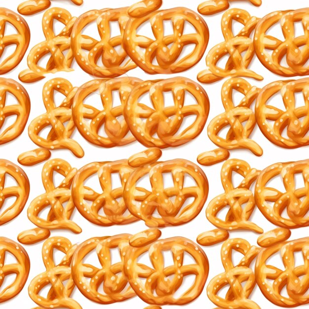 A close up of a pile of pretzels on a white surface generative ai