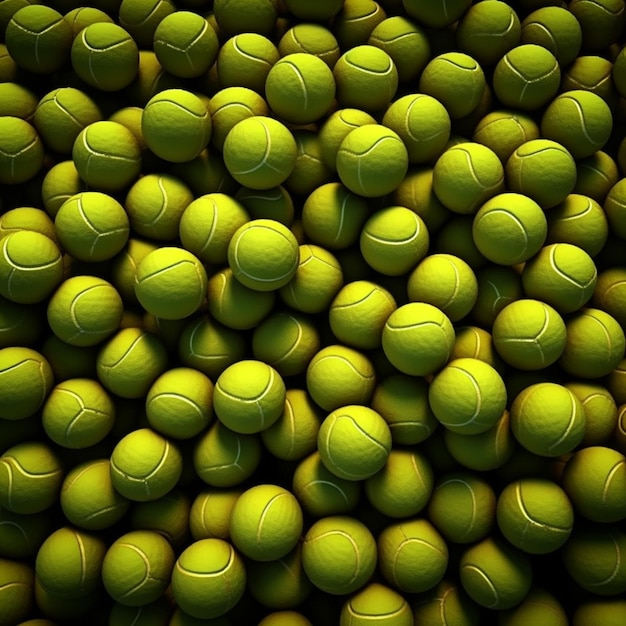 a close up of a pile of tennis balls with a lot of them generative ai