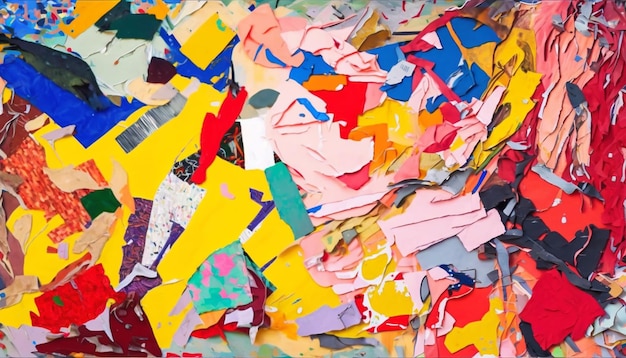 A close up of a pile of torn paper with scissors generative ai