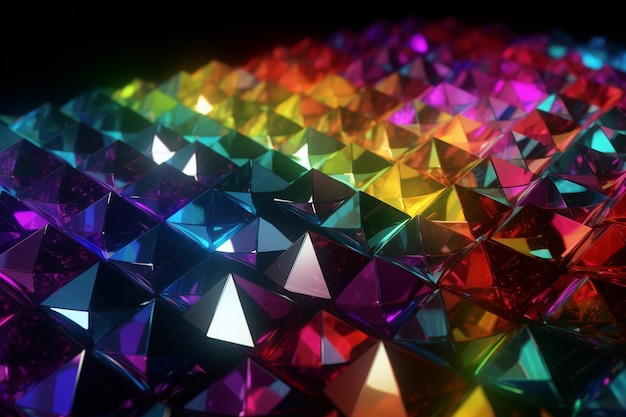 A close up of a pile of triangles with the word rainbow on the bottom