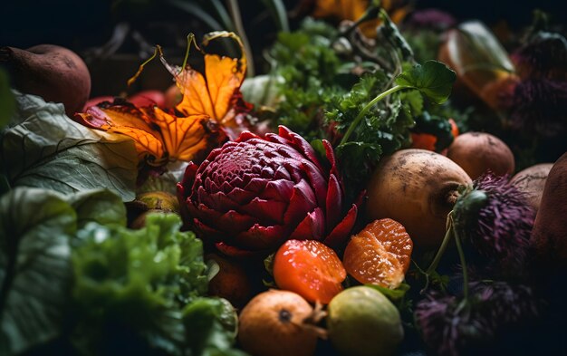 Photo a close up of a pile of vegetables including a beet, beet, and beet