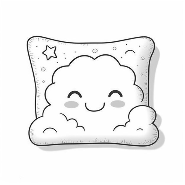 a close up of a pillow with a smiling cloud on it generative ai