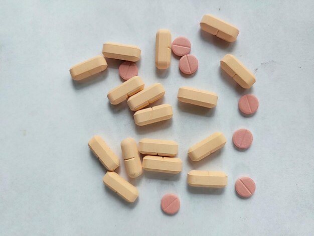 Close-up of pills on soft green background