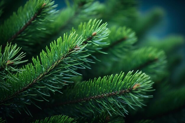 Photo a close up of a pine tree with a blue background