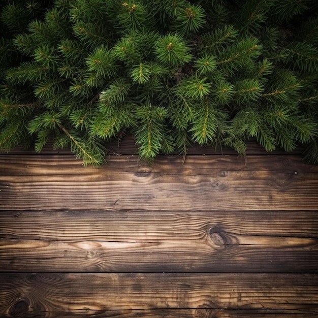 a close up of a pine tree on a wooden surface generative ai