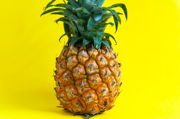 Close-up of pineapple against yellow background