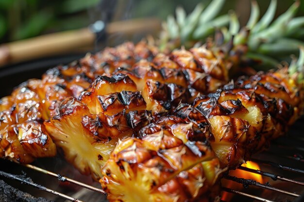 Photo a close up of a pineapple on a grill