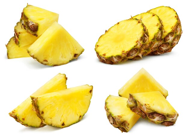 Photo a close up of pineapple slices on a white background