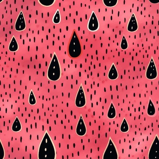 a close up of a pink background with black and white rain drops generative ai