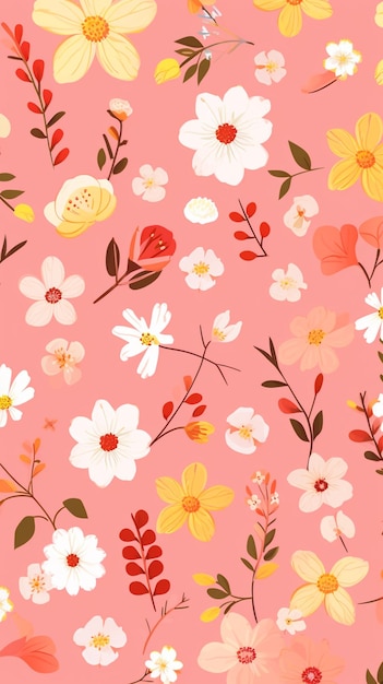 A close up of a pink background with a bunch of flowers generative ai