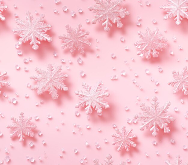 Photo a close up of a pink background with snowflakes on it generative ai