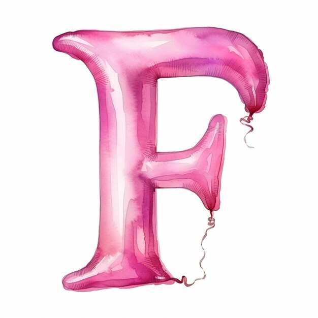 a close up of a pink balloon shaped like the letter f generative ai
