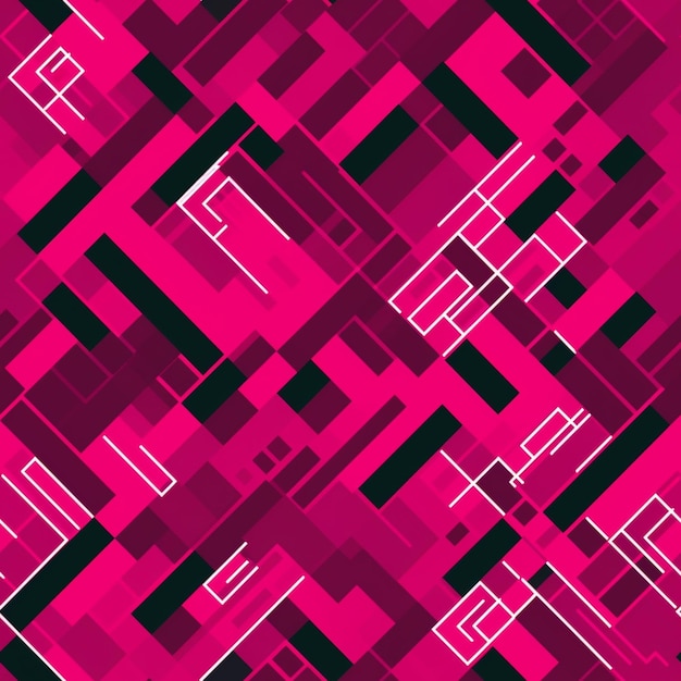 A close up of a pink and black abstract pattern with squares generative ai