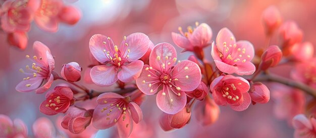 Close Up of Pink Blossoms on Tree