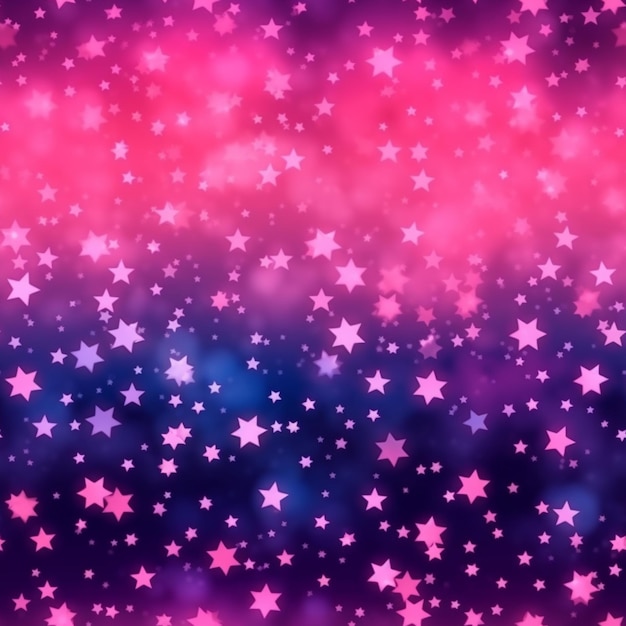 A close up of a pink and blue background with stars generative ai