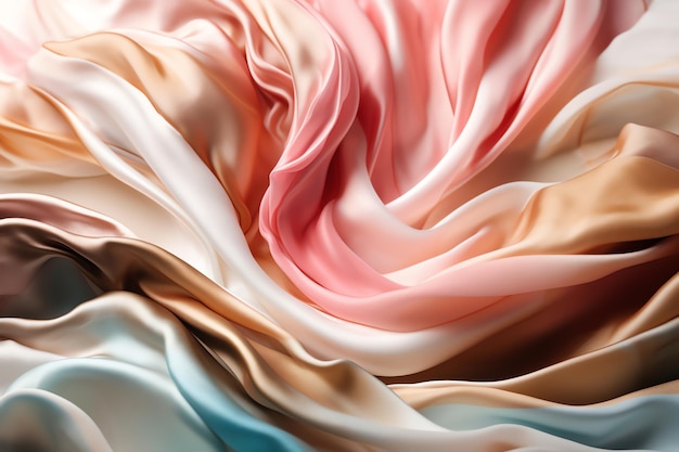 A close up of a pink and blue fabric