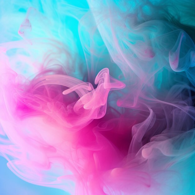 a close up of a pink and blue liquid in a glass generative ai