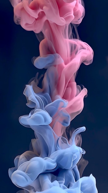 Foto un primo piano di un fumo rosa e blu nell'aria sullo sfondo digitale colorato