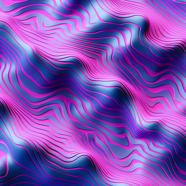 a close up of a pink and blue wavy pattern with a black background generative ai