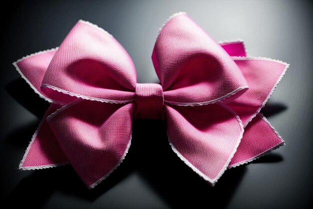 A Close Up Of A Pink Bow On A Black Surface