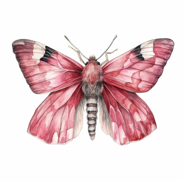 a close up of a pink butterfly with black spots on its wings generative ai