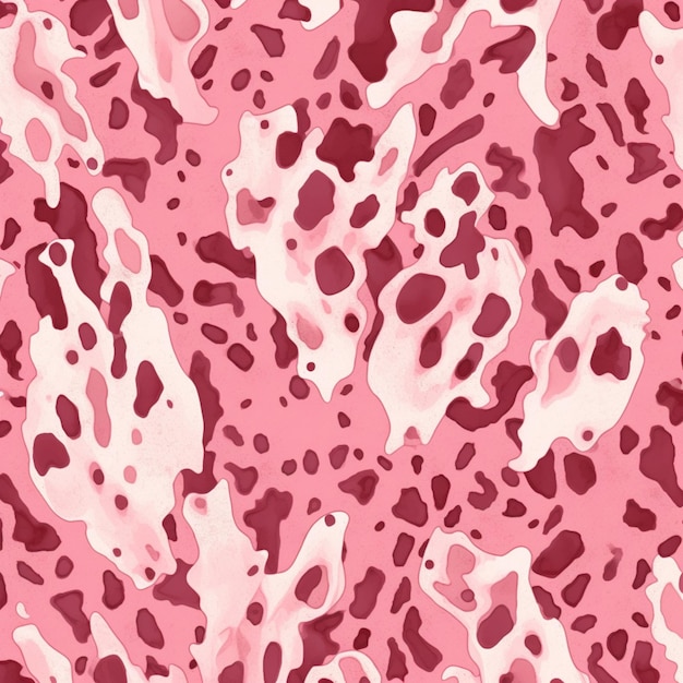 Photo a close up of a pink camouflage pattern with black spots generative ai