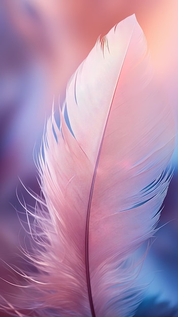 ピンクの羽毛のクローズアップとピンクの言葉