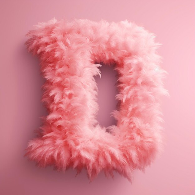 Photo a close up of a pink feathered letter d on a pink background generative ai