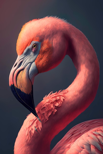 Close up of a pink flamingo Generative AI