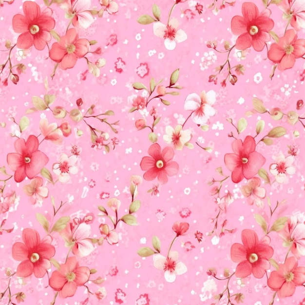 A close up of a pink floral background with white dots generative ai