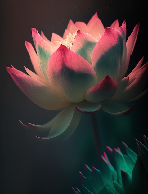 Photo close up of a pink flower on a black background generative ai