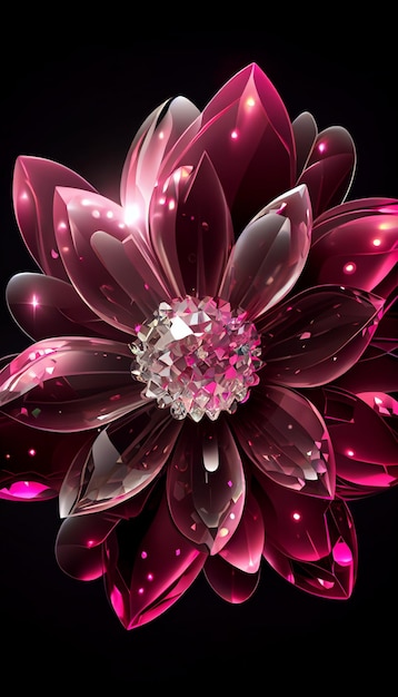 Close up of a pink flower on a black background generative ai