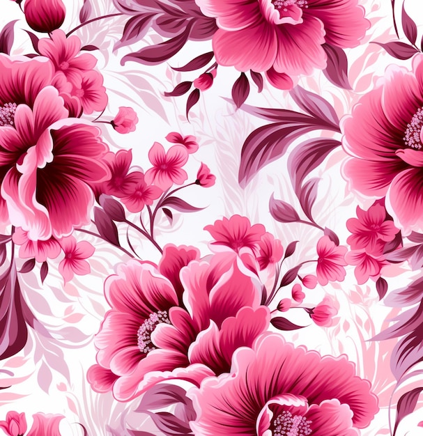 a close up of a pink flower pattern on a white background generative ai