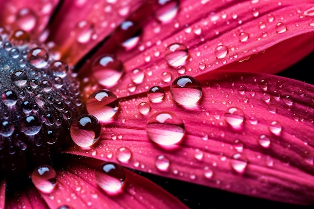 水滴がついたピンクの花のクローズアップ生成ai