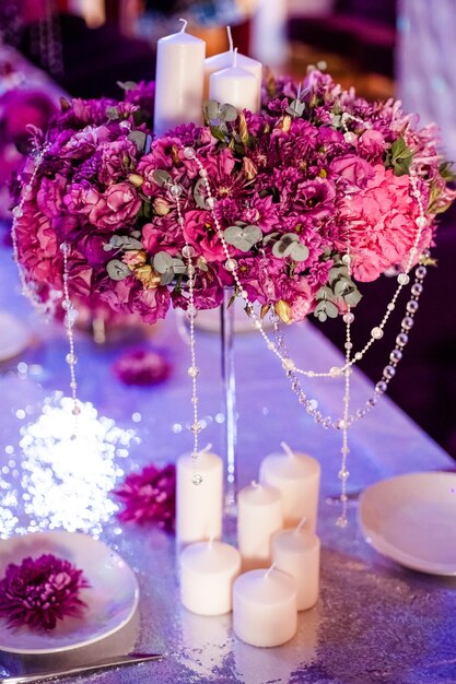 Close-up of pink flowers on table