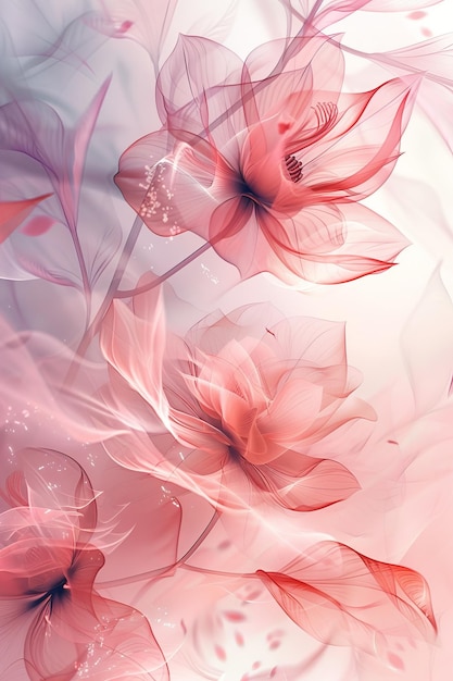 Close Up of Pink Flowers on White Background