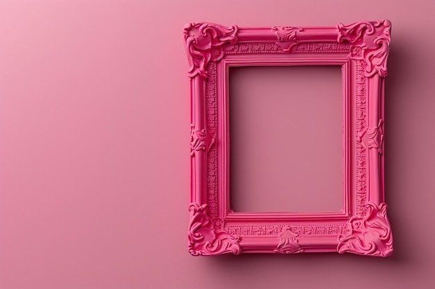 a close up of a pink frame on a pink wall generative ai