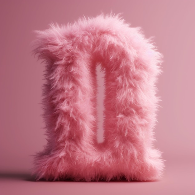 A close up of a pink furry letter on a pink background generative ai