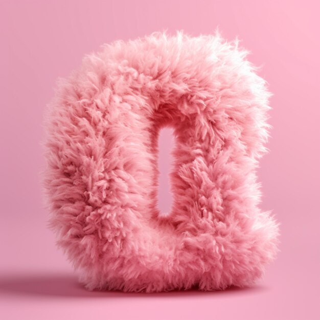 Photo a close up of a pink fuzzy letter o on a pink background generative ai