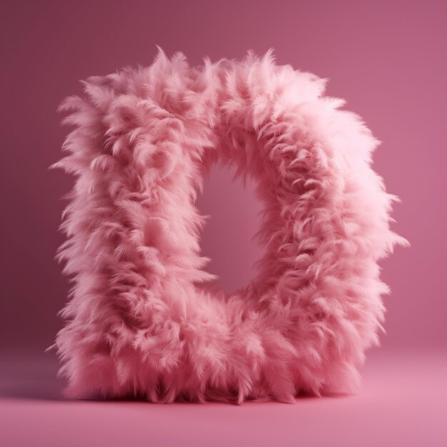 A close up of a pink fuzzy letter o on a pink background generative ai